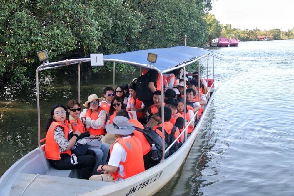  Kumpulan MICE dari Beijing China ketika menikmati pemandangan paya bakau menerusi Kawa-Kawa River Cruise di Tuaran.